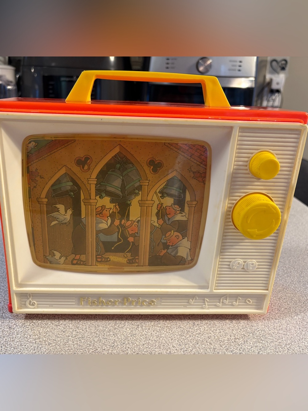 Vintage Fisher-Price Music TV Box with Moving Pictures